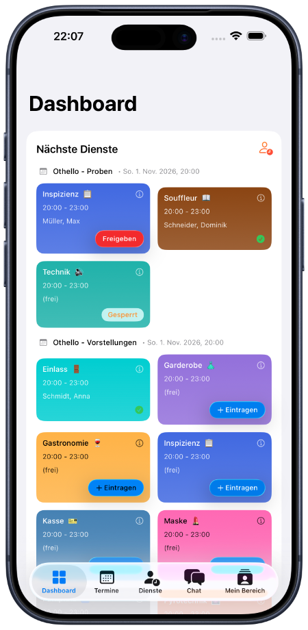 MILEJA Stager · iOS Dashboard